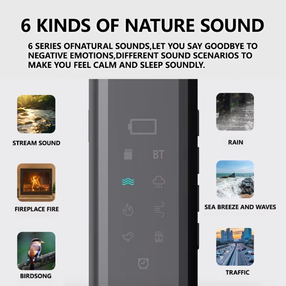 Home Improvement Noise - ลำโพงบลูทูธเสียงไวท์นอยซ์ช่วยการนอนหลับ พร้อมฟังก์ชันตั้งเวลาปิด ช่วยปรับปรุงการนอนหลับ ระบบเสียงสเตอริโอไร้สาย พร้อมหน้าจอ LED