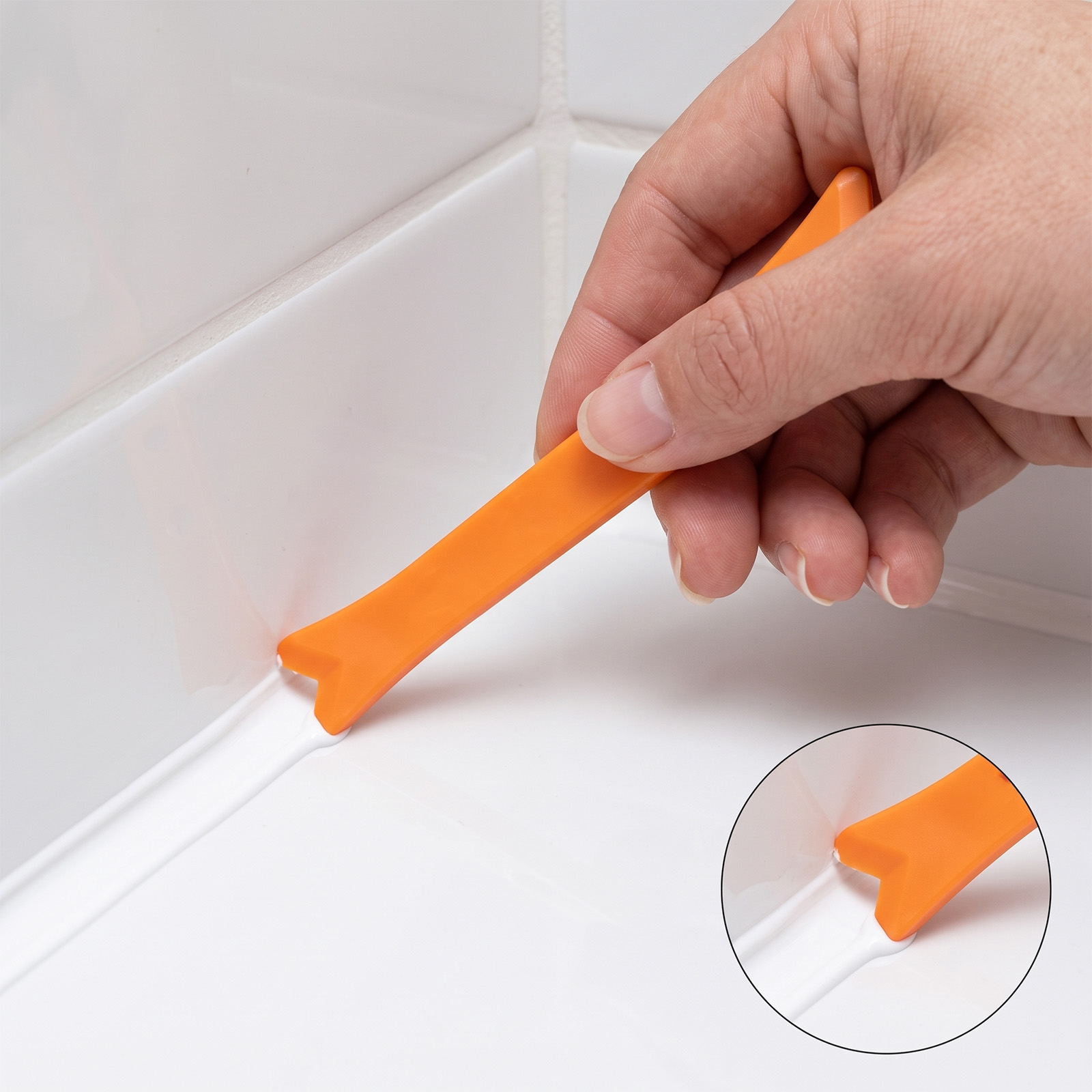 Bathroom Caulk Siliconized - ชุดเครื่องมือเกลี่ยยาแนวพลาสติก 6 ชิ้น, เครื่องมือเกลี่ยซิลิโคน, ที่ขูดยาแนวสำหรับห้องน้ำ, ห้องครัว,