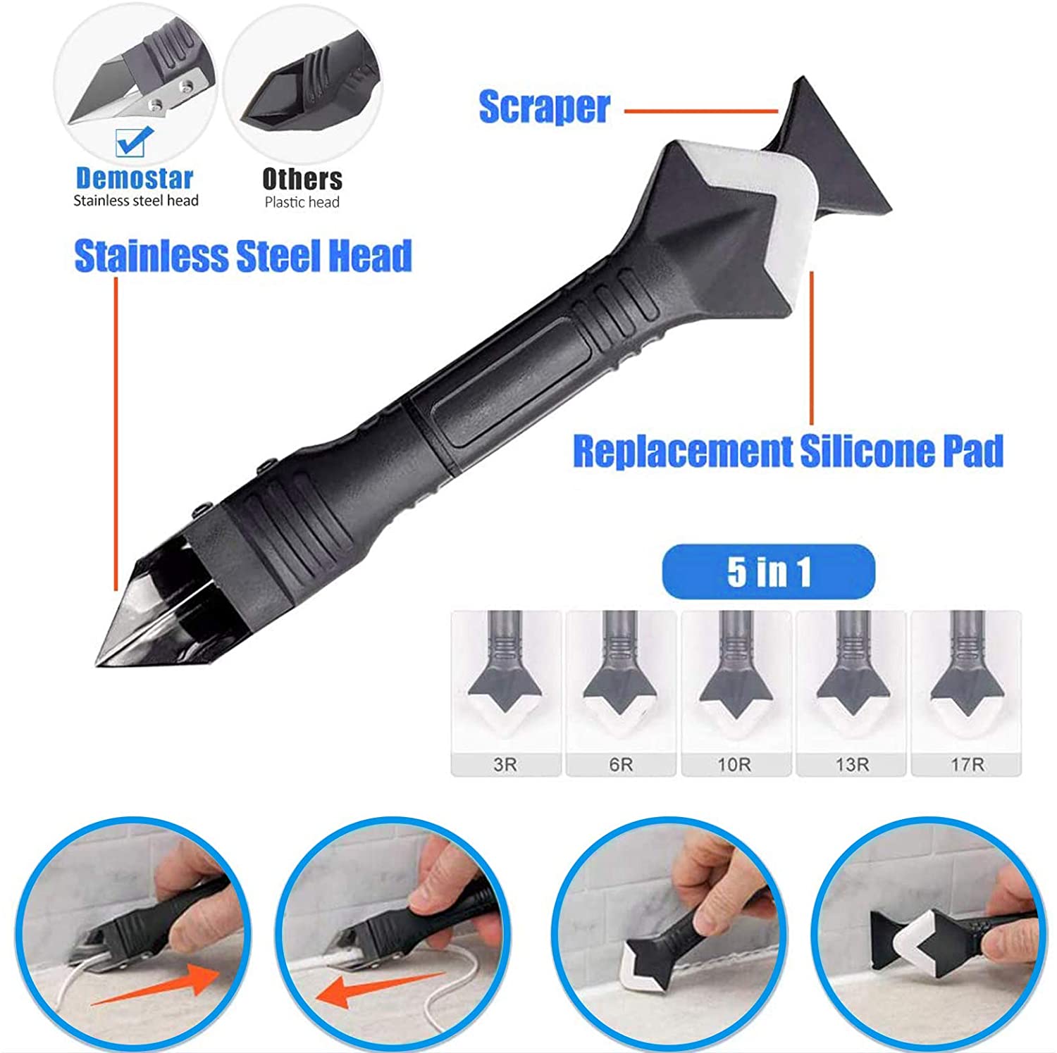 5 In 1กาวซิลิโคนเครื่องมือสแตน - Bathroom Caulk Siliconized บทวิจารณ์และราคา